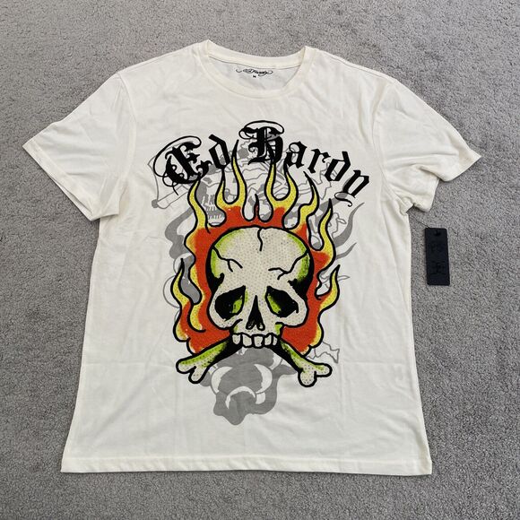Ed Hardy Other - Ed Hardy Shirt Mens Medium Flame Skull Rhinestones Y2K Tee T Shirt NWT NEW